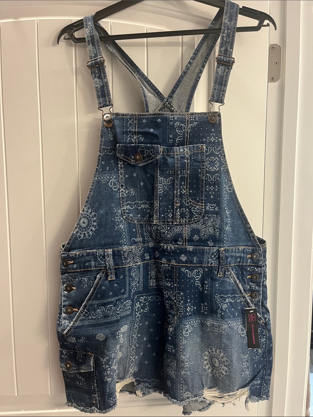 Denim Bandana Print Overall shorts overalls